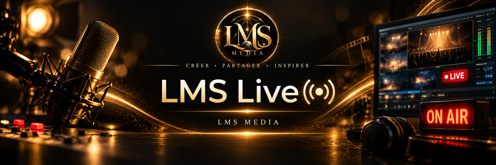 Bannière LMS Live dans un style cinématographique noir et doré